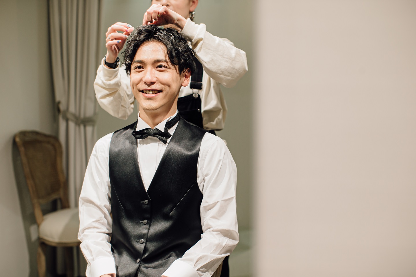 新郎ヘアセット・メイクの仕上がり