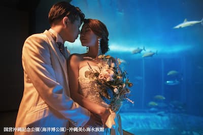 【1日1組限定】ジンベエザメと共演！誰も真似できない1枚を、美ら海水族館のナイトフォトウェディングで (8)