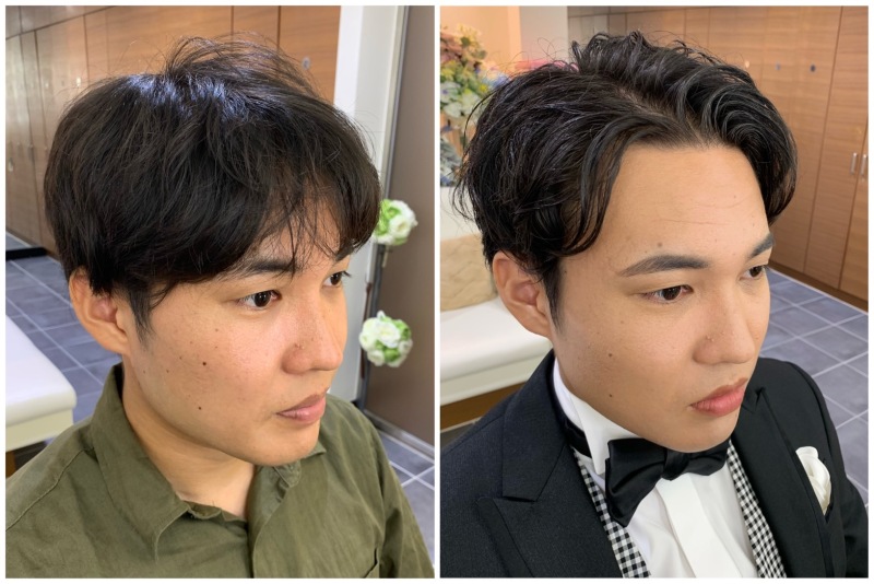 新郎ヘアセット・メイクの仕上がり