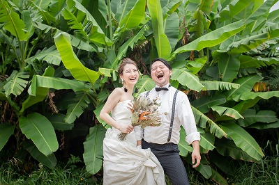 沖縄バナナの葉で撮影