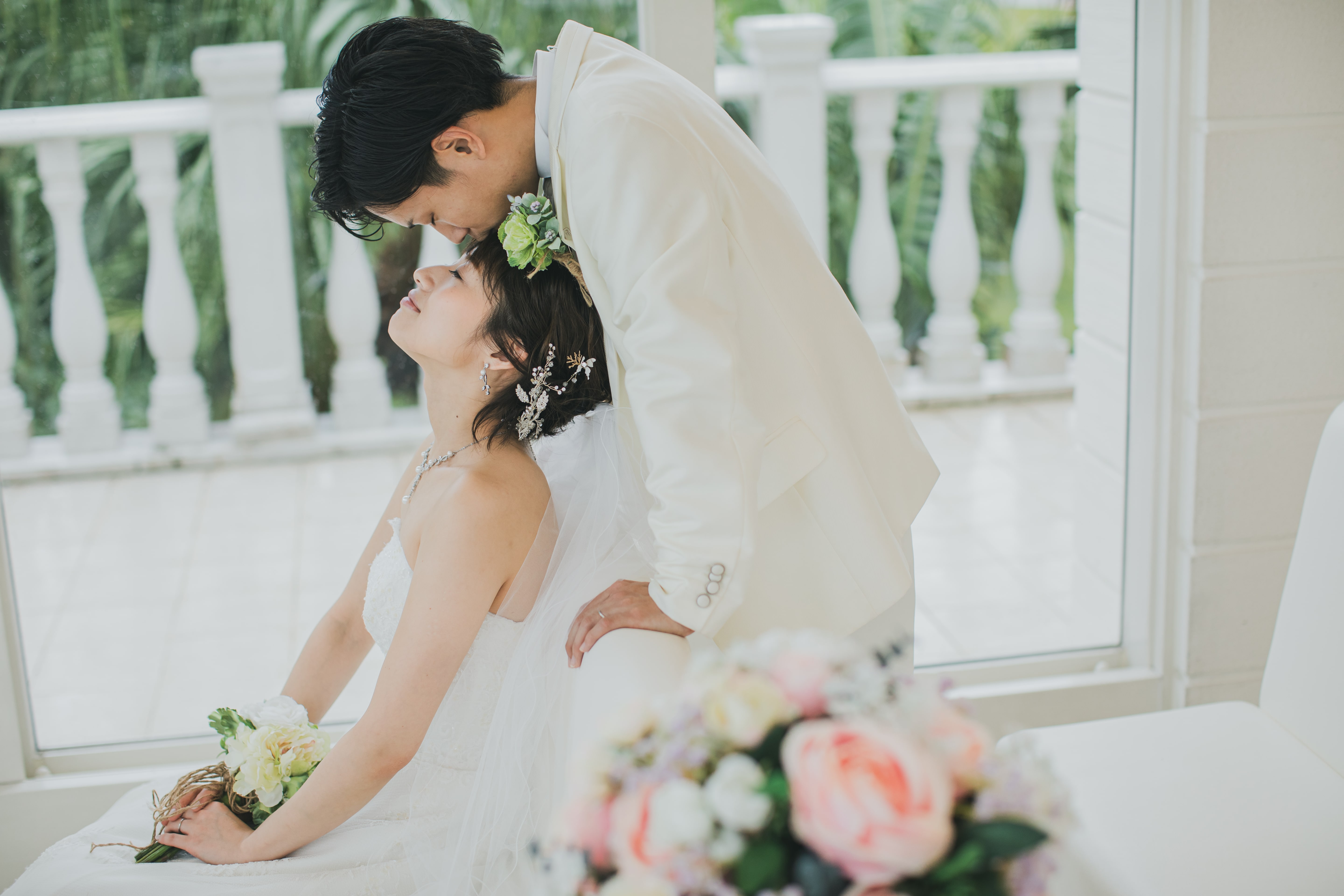 大注目 ウエディングドレス オーガンジー 結婚式 前撮り ビーチフォト